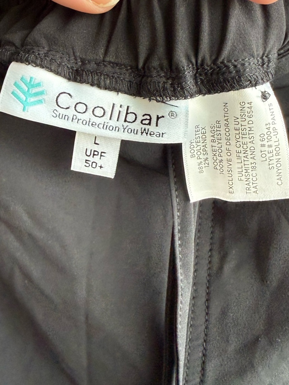 NWT Coolibar Canyon Roll Up Pants Black UPF 50+ Outdoor Sun Protection Large - Picture 5 of 10